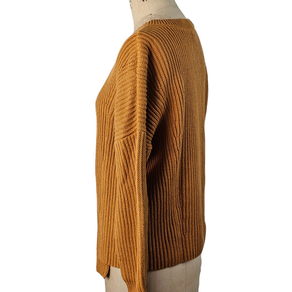 Cabi golden brown boat neck rib knit pullover sweater Small - Picture 5 of 9